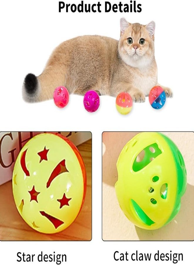 KittuPet لعبة قطط بلاستيكية من KittuPet مزودة بجرس، لعبة مضغ ولعب تفاعلية، كرة بلاستيكية، ألعاب تدريب للقطط، لعبة كرة خشخيشة للقطط، تتضمن العبوة 4 قطع - Image 5